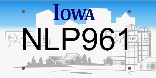 NLP961 Iowa License Plate