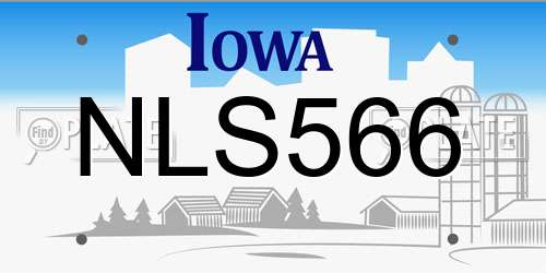 NLS566 Iowa License Plate