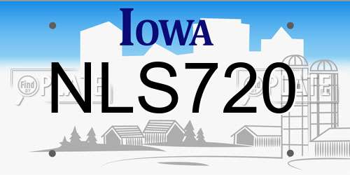 NLS720 Iowa License Plate