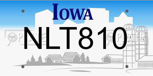 NLT810 Iowa License Plate