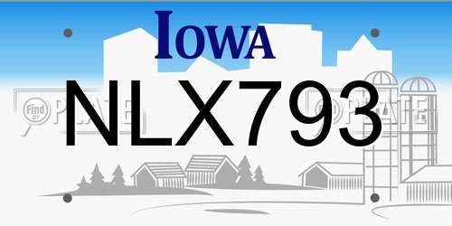 NLX793 Iowa License Plate