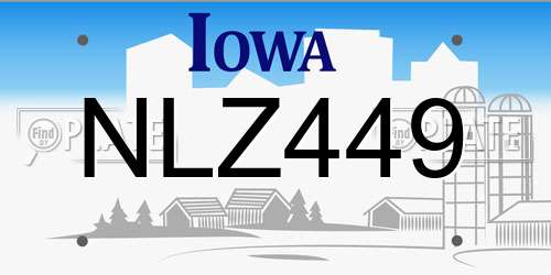 NLZ449 Iowa License Plate