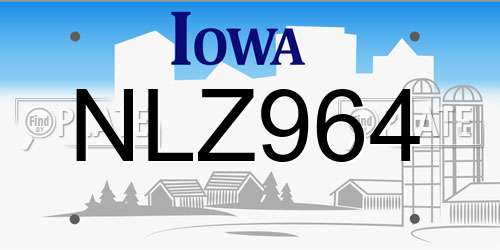 NLZ964 Iowa License Plate