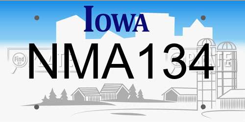 NMA134 Iowa License Plate