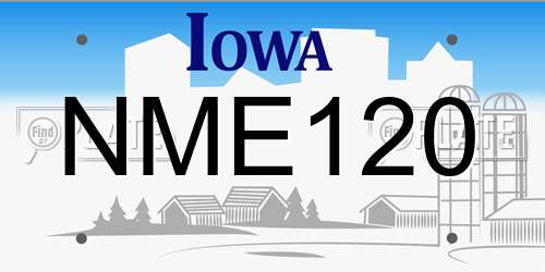 NME120 Iowa License Plate