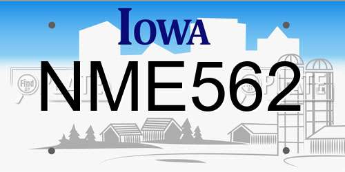 NME562 Iowa License Plate