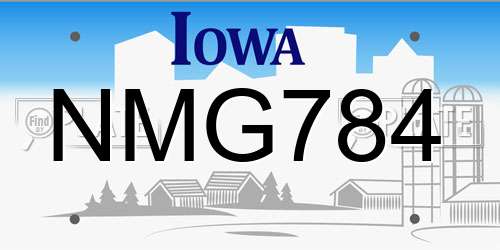 NMG784 Iowa License Plate