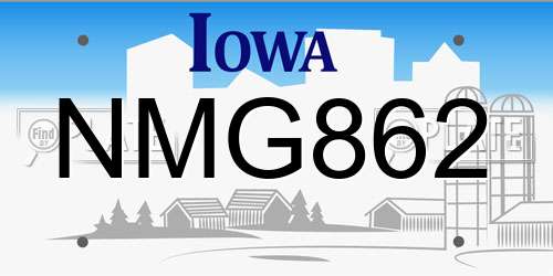 NMG862 Iowa License Plate