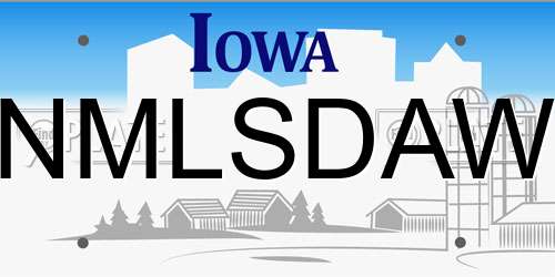 NMLSDAW Iowa License Plate
