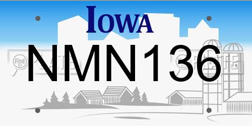 NMN136 Iowa License Plate