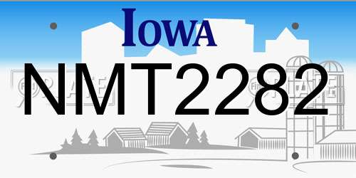 NMT2282 Iowa License Plate