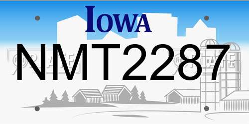 NMT2287 Iowa License Plate