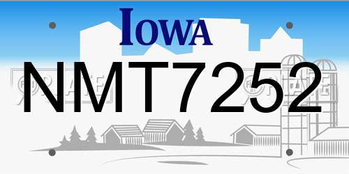 NMT7252 Iowa License Plate