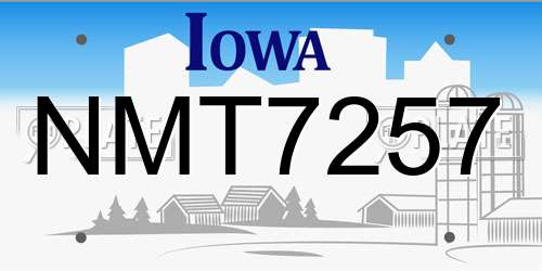 NMT7257 Iowa License Plate