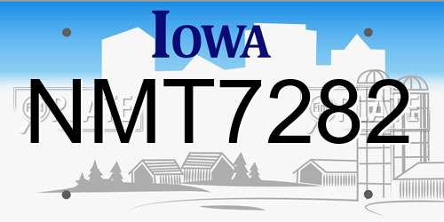 NMT7282 Iowa License Plate