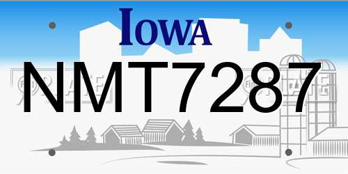 NMT7287 Iowa License Plate