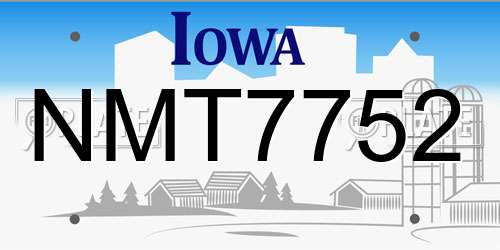 NMT7752 Iowa License Plate
