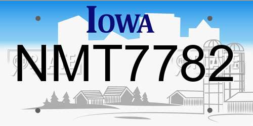 NMT7782 Iowa License Plate