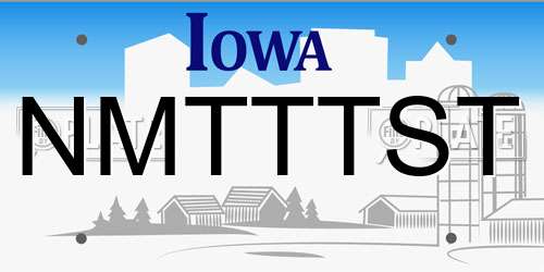 NMTTTST Iowa License Plate