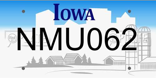 NMU062 Iowa License Plate
