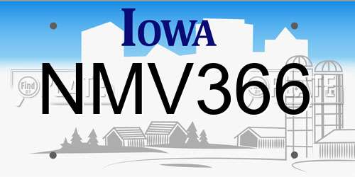 NMV366 Iowa License Plate