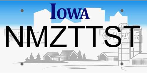NMZTTST Iowa License Plate