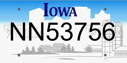 NN53756 Iowa License Plate