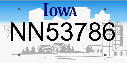 NN53786 Iowa License Plate