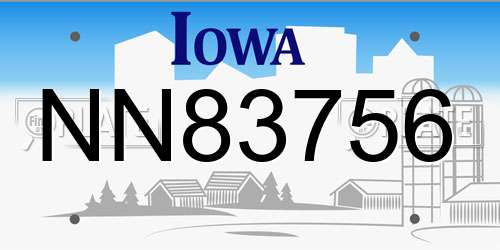 NN83756 Iowa License Plate