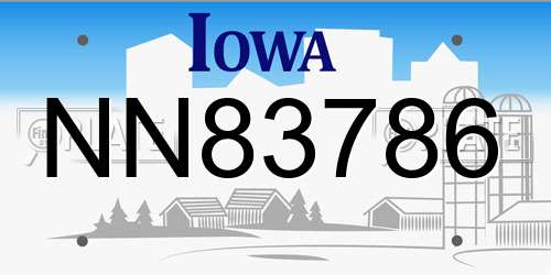 NN83786 Iowa License Plate