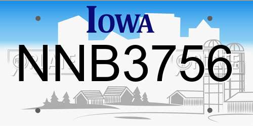 NNB3756 Iowa License Plate
