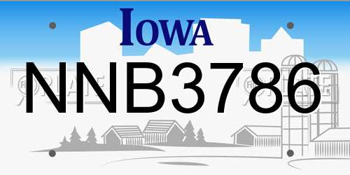NNB3786 Iowa License Plate