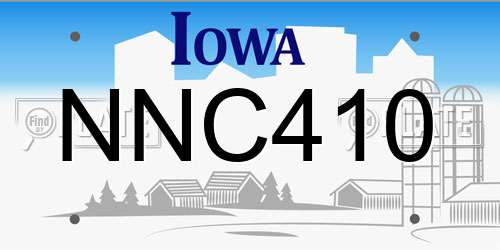 NNC410 Iowa License Plate
