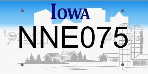 NNE075 Iowa License Plate