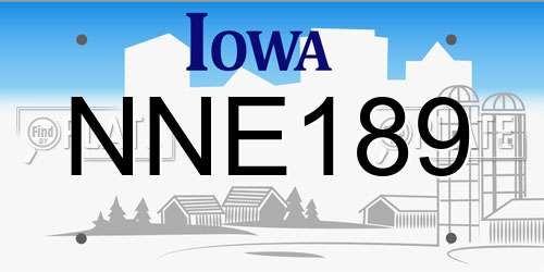 NNE189 Iowa License Plate