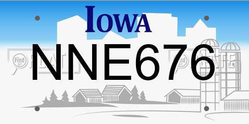 NNE676 Iowa License Plate