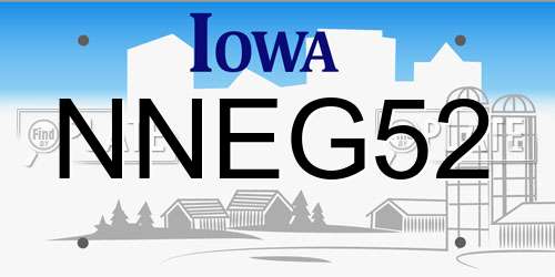 NNEG52 Iowa License Plate