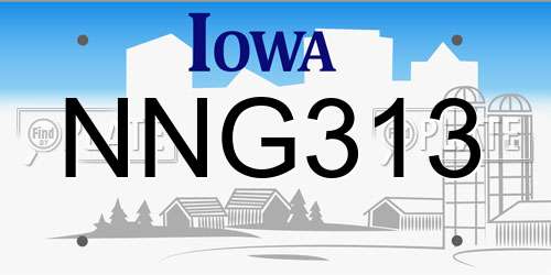 NNG313 Iowa License Plate