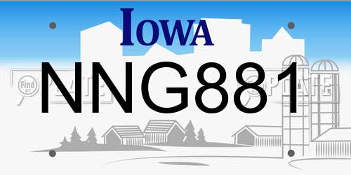 NNG881 Iowa License Plate