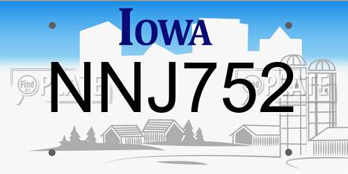 NNJ752 Iowa License Plate