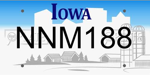 NNM188 Iowa License Plate