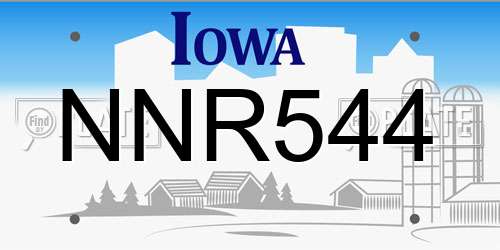 NNR544 Iowa License Plate