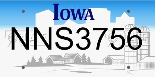 NNS3756 Iowa License Plate