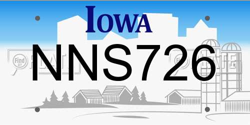 NNS726 Iowa License Plate
