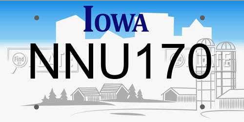 NNU170 Iowa License Plate
