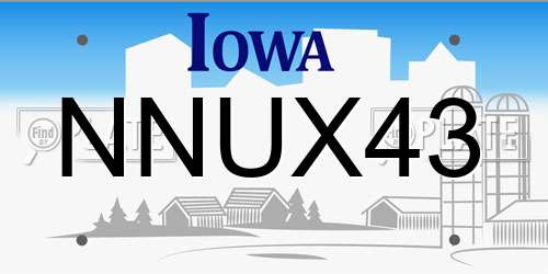 NNUX43 Iowa License Plate