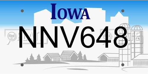 NNV648 Iowa License Plate