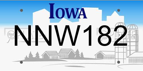 NNW182 Iowa License Plate