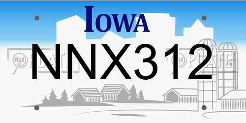 NNX312 Iowa License Plate