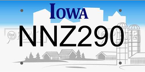 NNZ290 Iowa License Plate